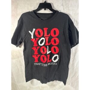2 Monkeys YOLO Thats The Motto Graphic T-Shirt Mens Medium Black RedWhite Cotton